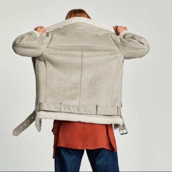New Zara Textured Warm Biker Jacket - Picture 4 of 13